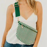 Westlyn Woven Bum Bag: Checkered Emerald