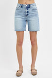 High Rise Mid Length Raw Shorts