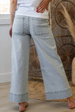 Cuffed Hem Wide Leg Jeans