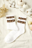 Leopard  Ribbed Cuffs Socks