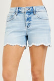Mid Rise Floral Laced Hem Shorts