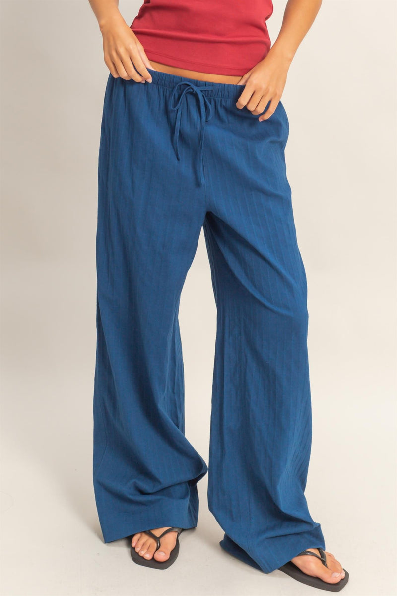 Pinstriped Jacquard Drawstring Pants