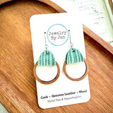 Wood Hoop Earring: Seafoam