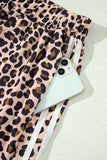 Fall Leopard Print Side Striped Detail Casual Wide Leg Pants