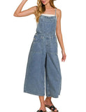 Denim Medium Washed Wide Leg Overalls