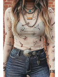 Western Floral Mesh Top