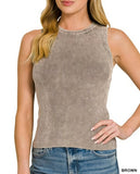 Washed Ribbed Sweater Tank Top