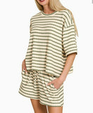 Striped Short Sleeve Tee & Shorts Set