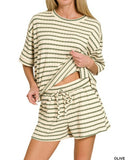 Striped Short Sleeve Tee & Shorts Set