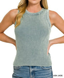 Washed Ribbed Sweater Tank Top