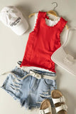 Lettuce Hem Casual Fitted Knit Top