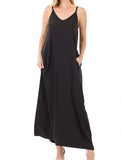 V-neck Cami Maxi Dress With Side Pockets