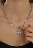 Hammered Cross Toggle Necklace