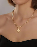 Hammered Cross Toggle Necklace
