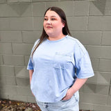 Mineral Washed Knit Top With Pocket