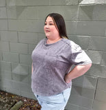 Mineral Washed Knit Top With Pocket