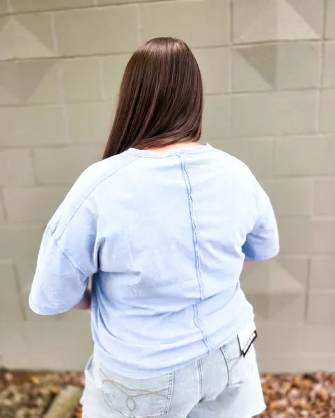 Mineral Washed Knit Top With Pocket