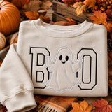 Boo Ghost Halloween Embroidered Sweatshirt