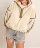 Contrast Trim Half-zip Fleece Pullover