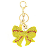 Rhinestone Softball Keychain