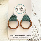 Wood Hoop Earring: Pine Green