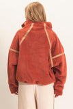 Contrast Trim Half-zip Fleece Pullover