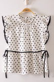 Romantic Polka Dot Ruffle Blouse