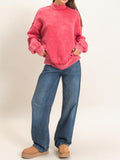 Acid Washed Mock Neck Sweatshirt